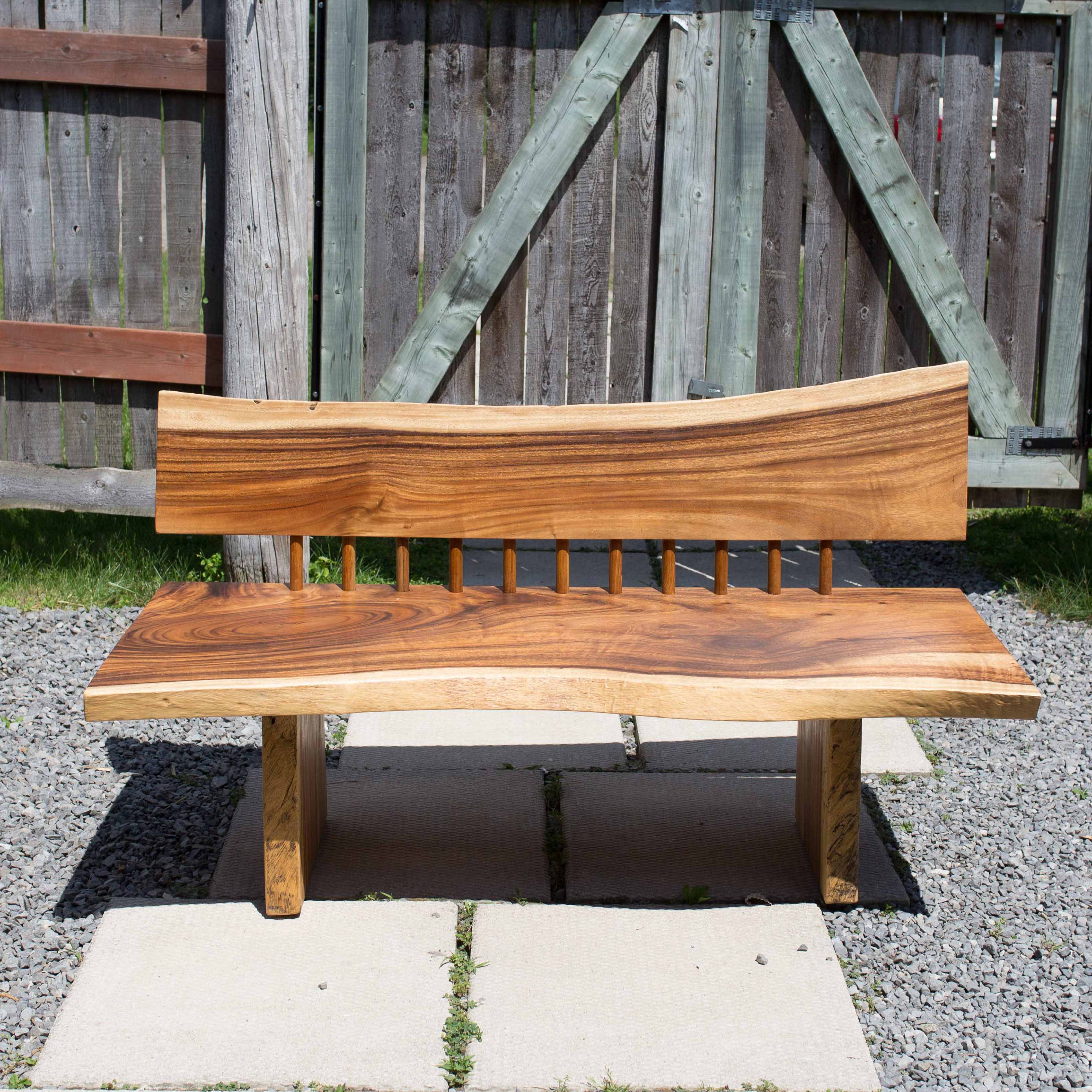 Wooden bench with back outdoor sale