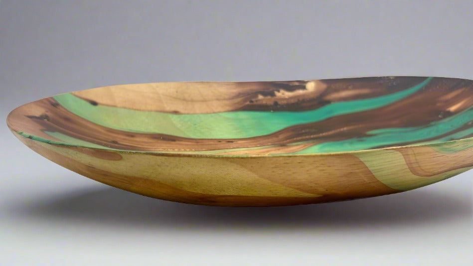 Mango Wood Medium Oval Plate - 13" (Turquoise)