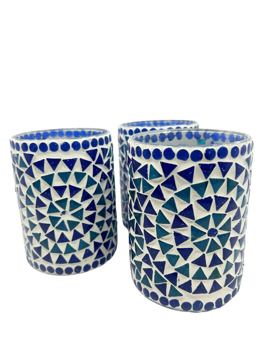 Recycled Glass Mosaic T-Lite (Blue)