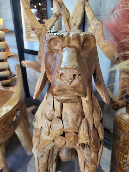 Teak Root Dog Sculpture