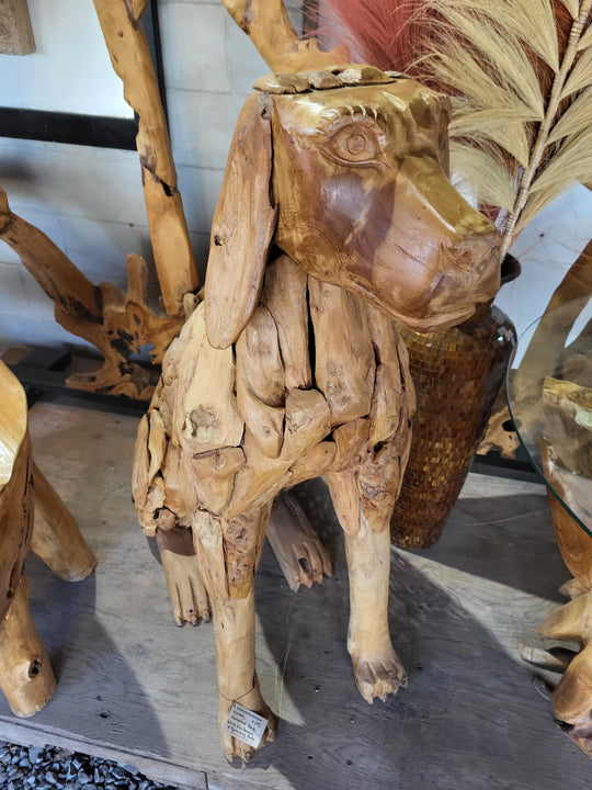 Teak Root Dog Sculpture