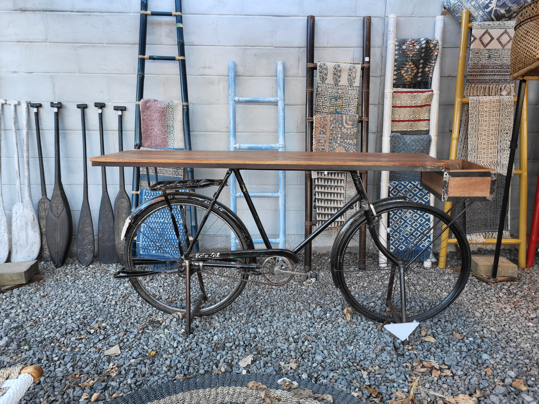 Wood & Iron Bicycle Bar Console Table