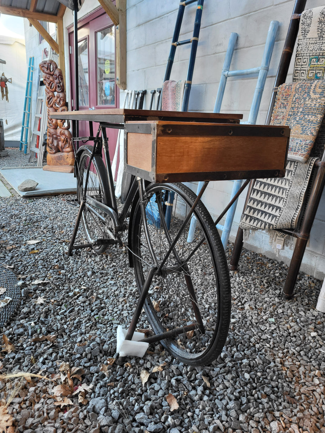 Wood & Iron Bicycle Bar Console Table