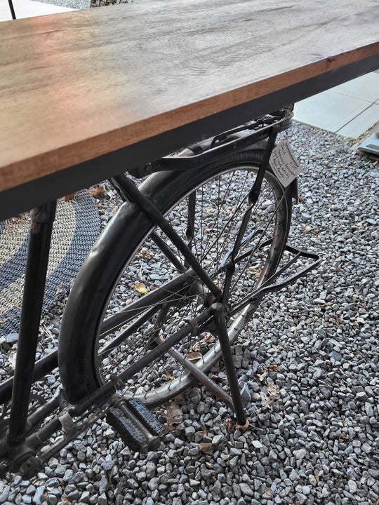 Wood & Iron Bicycle Bar Console Table