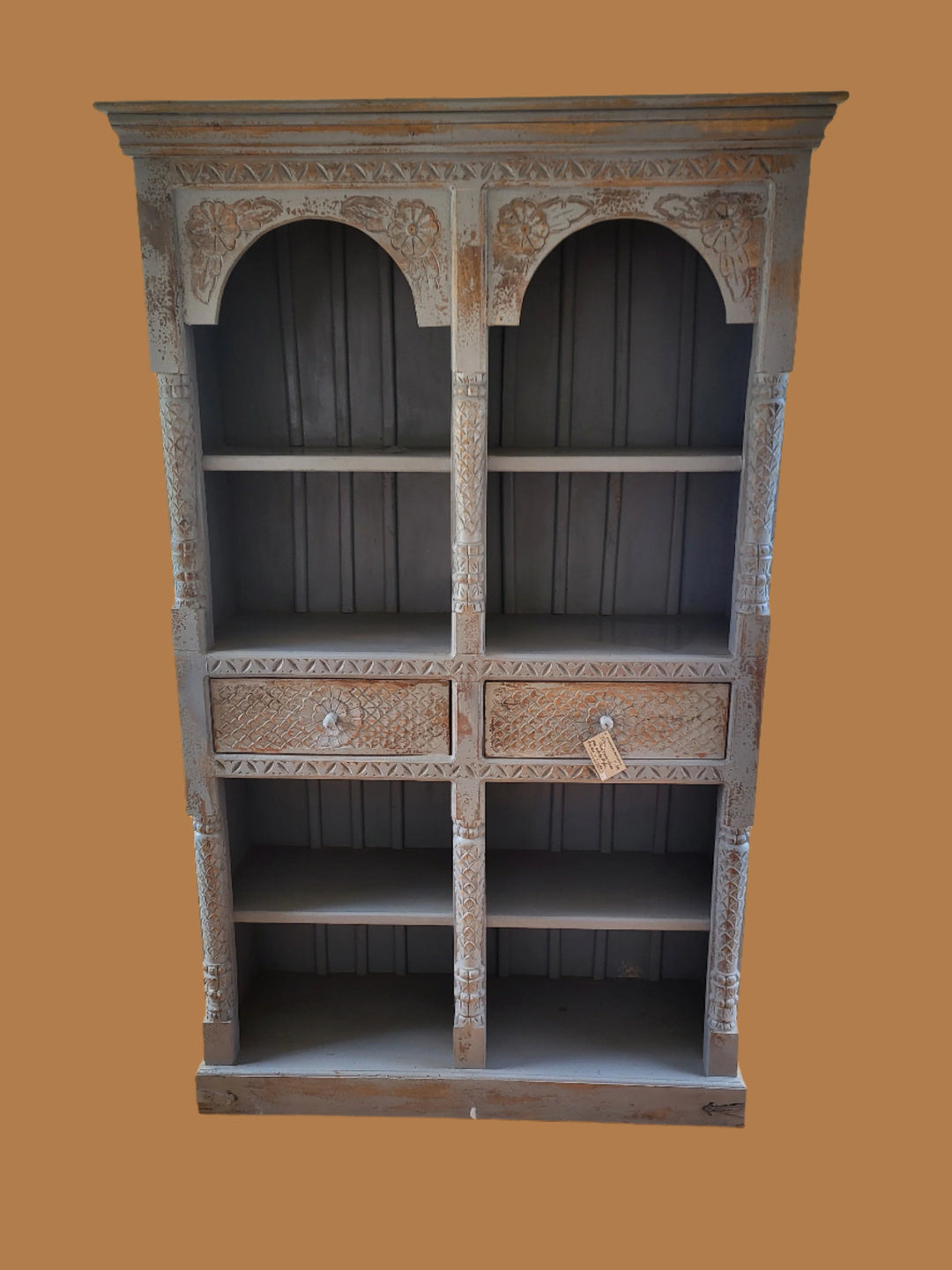 India Handcrafted Wooden Bookshelf - Grey Wash