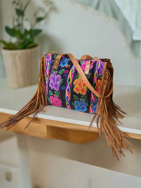 Guatemalan Handcrafted Leather Fringe Bag