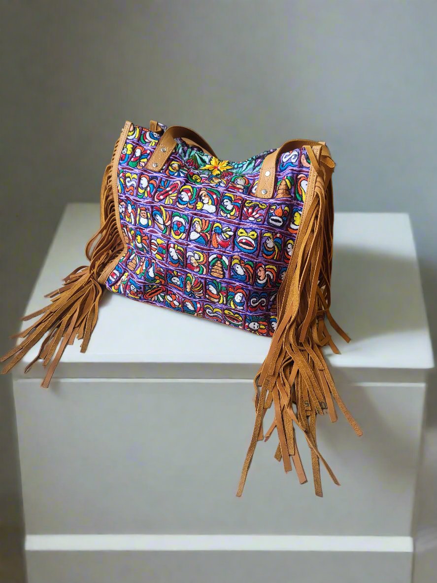 Guatemalan Handcrafted Leather Fringe Bag