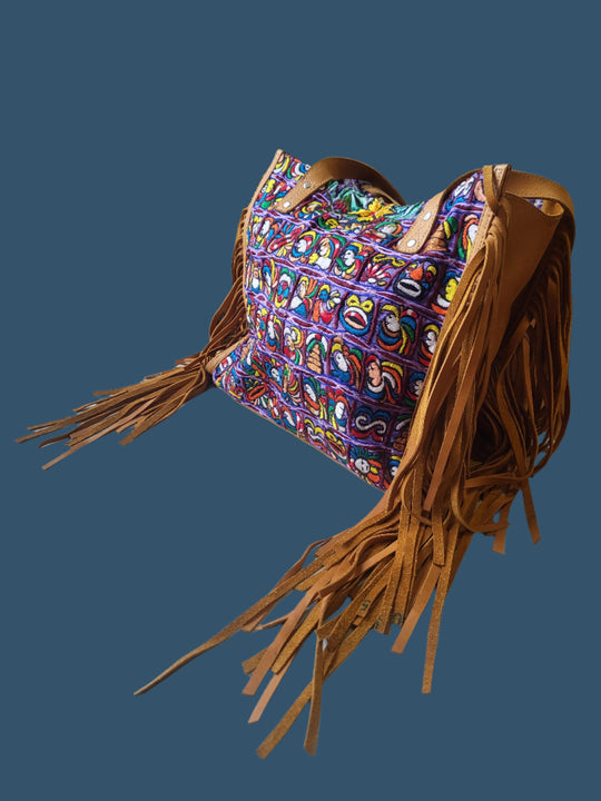 Guatemalan Handcrafted Leather Fringe Bag