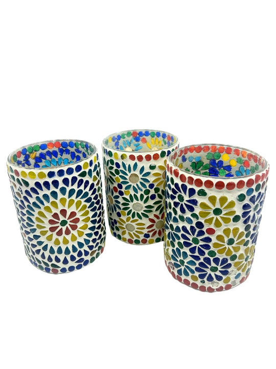 Recycled Glass Rainbow Mosaic T-Lite (Tall)