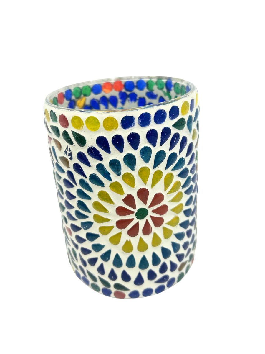 Recycled Glass Rainbow Mosaic T-Lite (Tall)