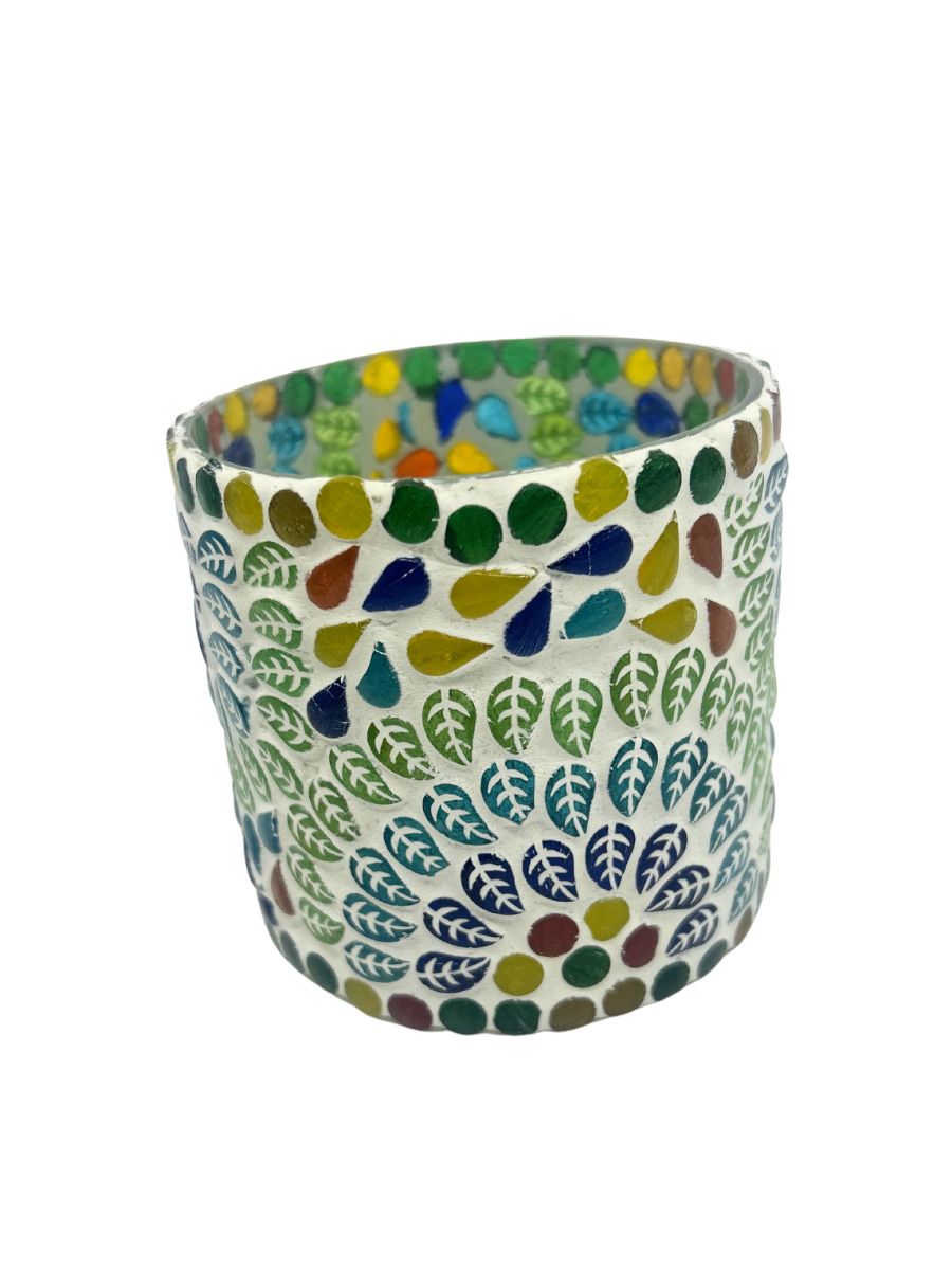 Recycled Glass Rainbow Mosaic T-Lite (Short)