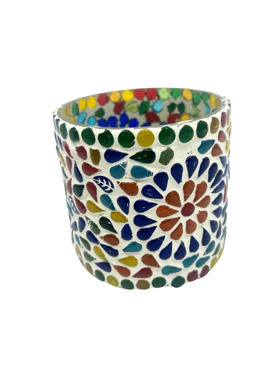 Recycled Glass Rainbow Mosaic T-Lite (Short)