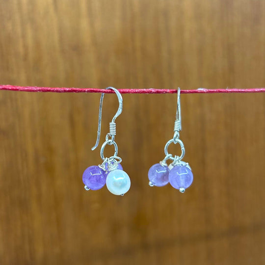 Amethyst Triple Bead Earring