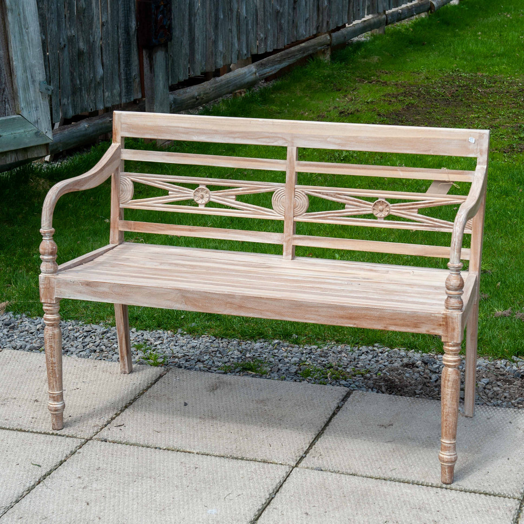 Two Seater Rustic Batavia Bench - White