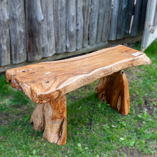 Table à deux pieds en racine de teck récupérée d'Indonésie