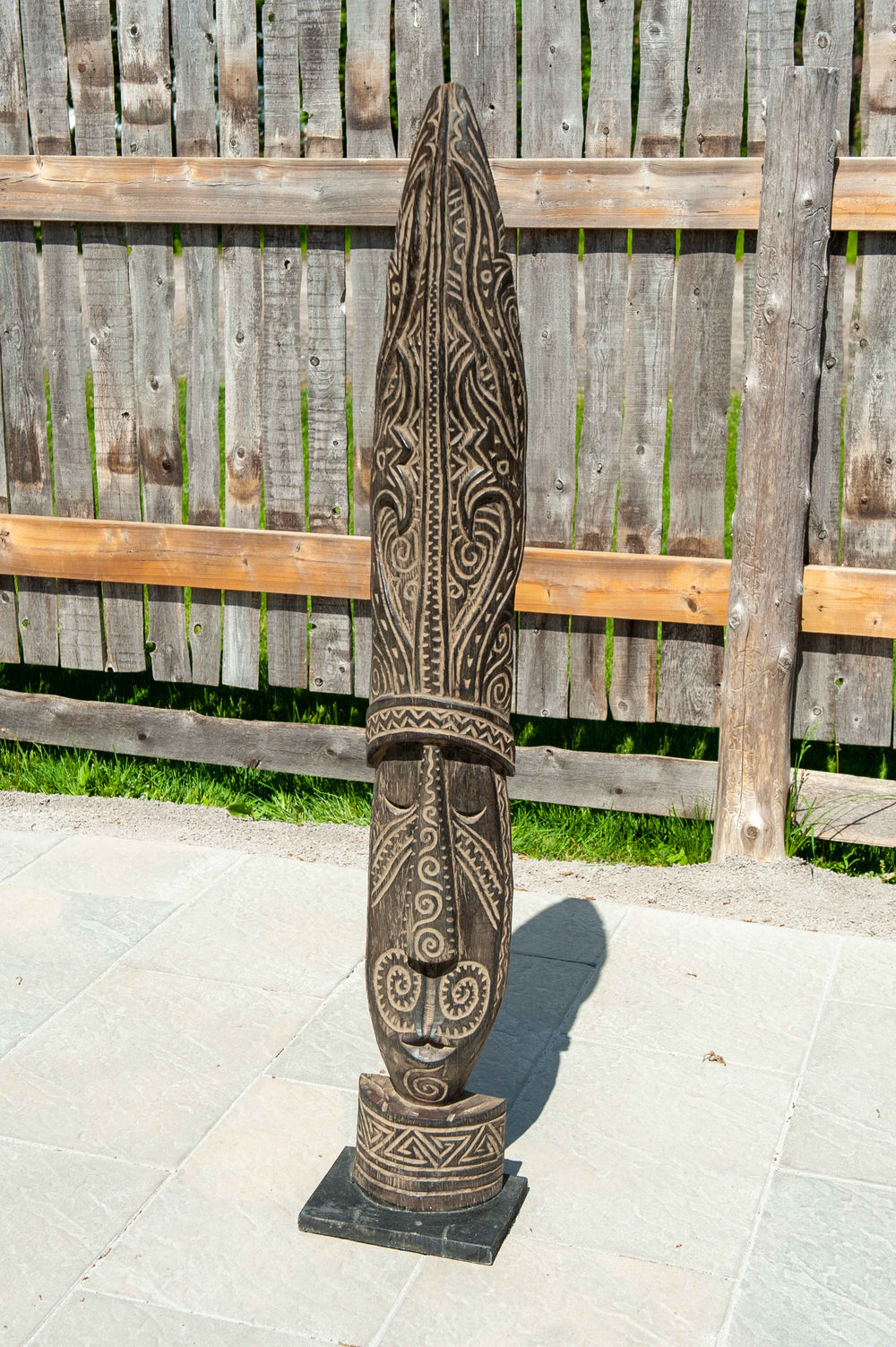 Balinese Suar Wood Tribal Face Statute - Thin