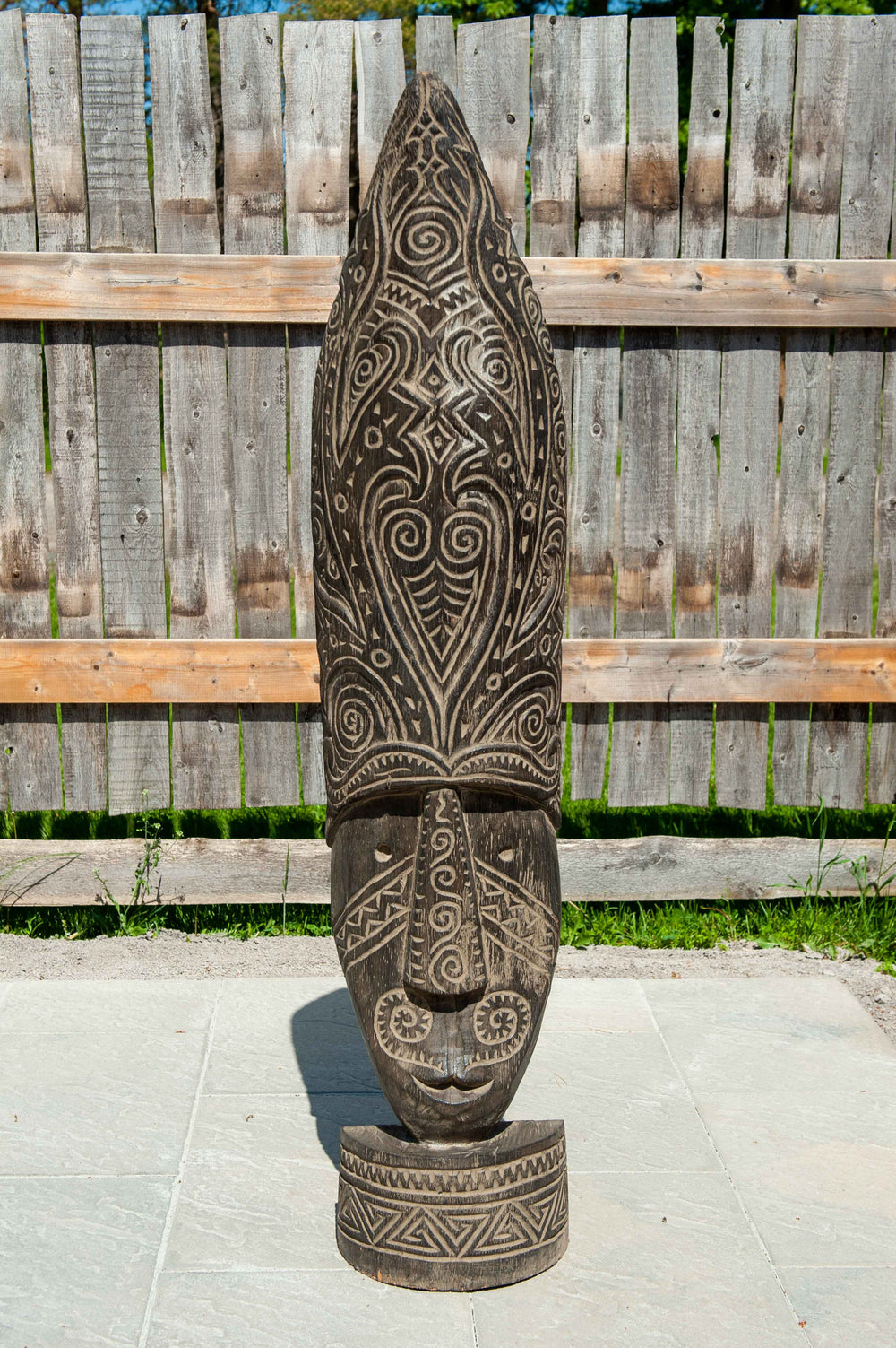 Balinese Suar Wood Tribal Face Statute - Wide