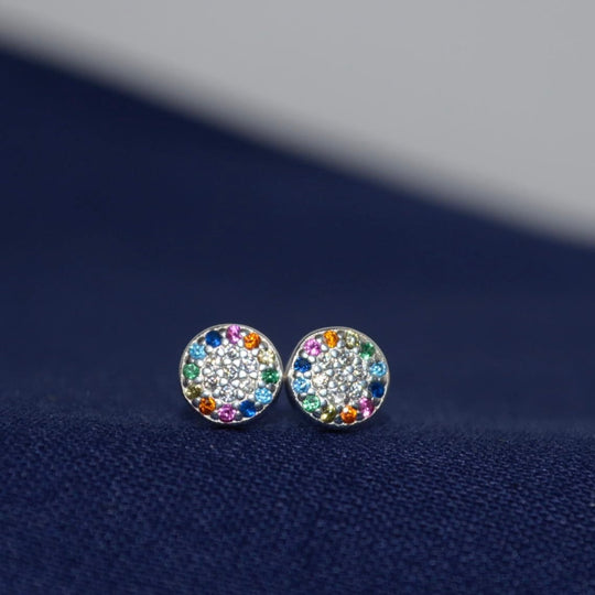 Rainbow Mini Disc Stud Earring