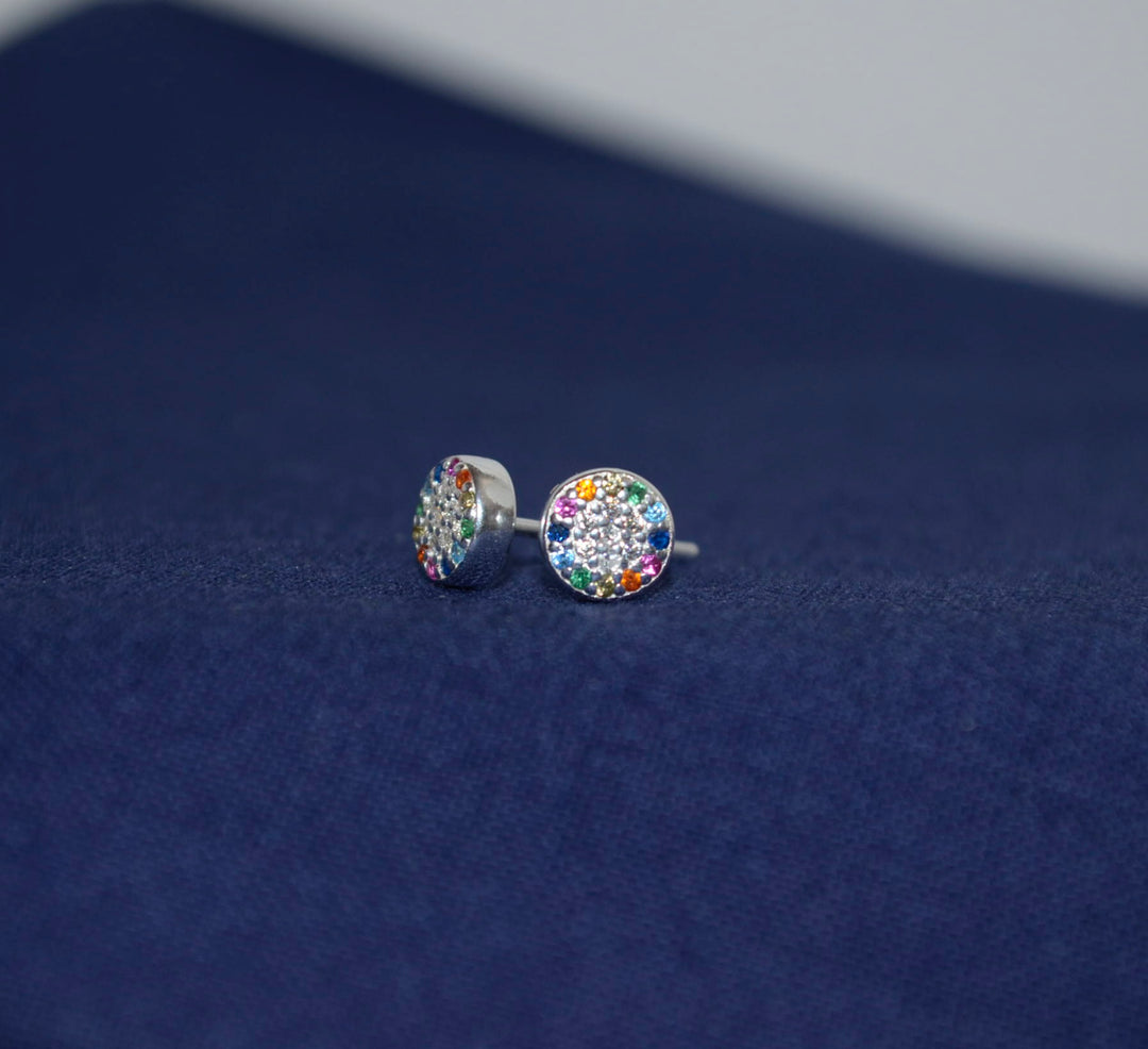 Rainbow Mini Disc Stud Earring