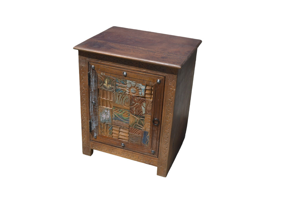 Indian Mango Wood Carved End Table