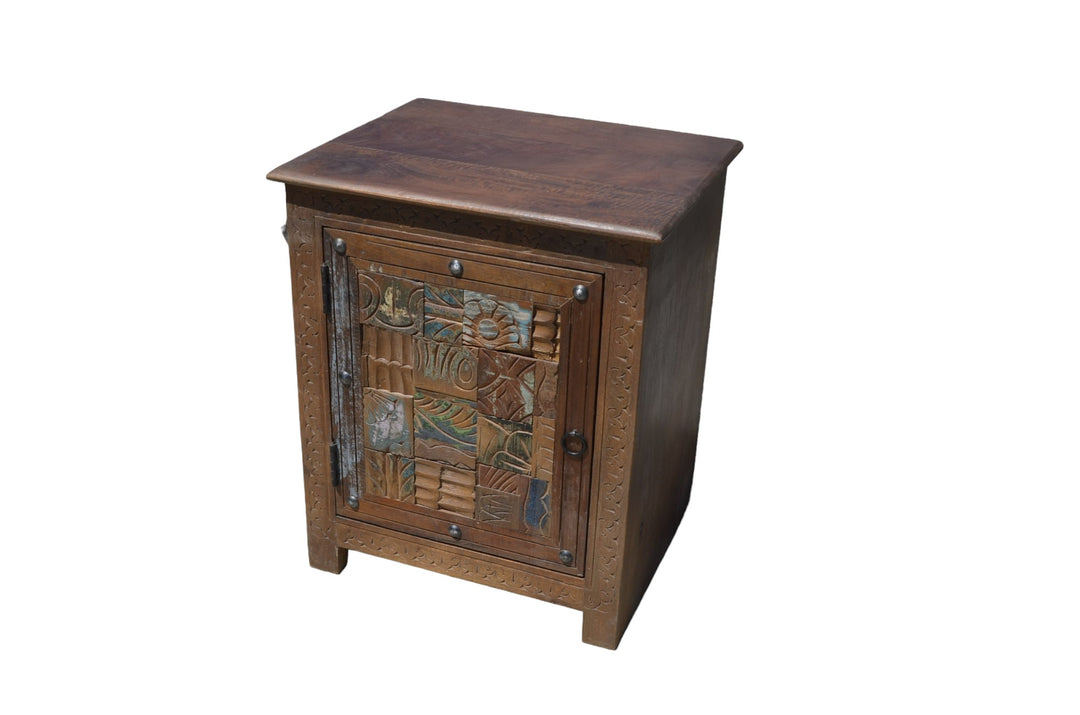 Indian Mango Wood Carved End Table