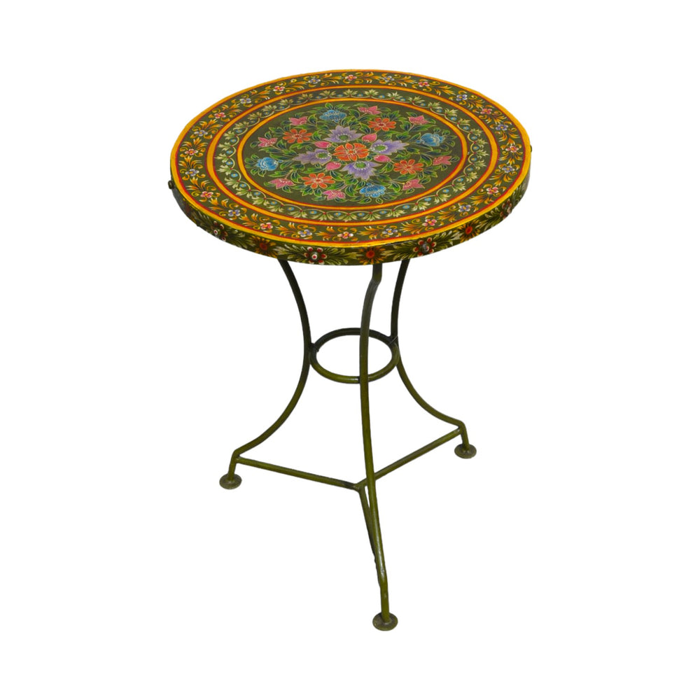 Rajasthani Hand Painted Metal Side-table