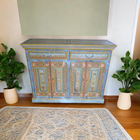 Rajasthani Hand Painted Mango Wood Sideboard