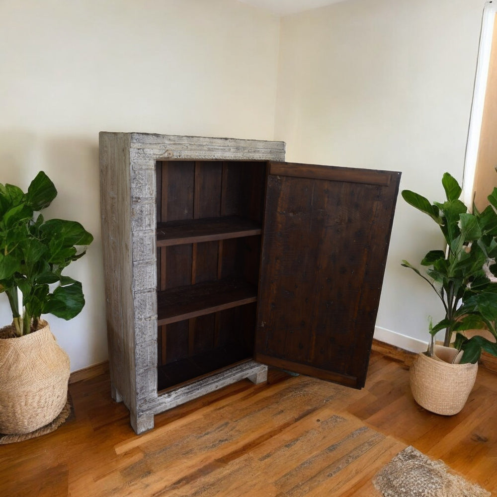 Indian Antiqued Iron & Teak Cabinet