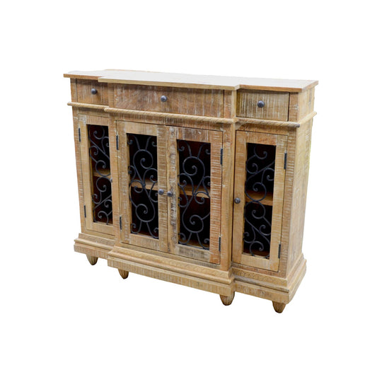 Indian Mango Wood & Iron Side-board Cabinet