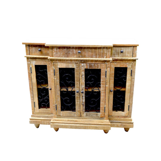 Indian Mango Wood & Iron Side-board Cabinet