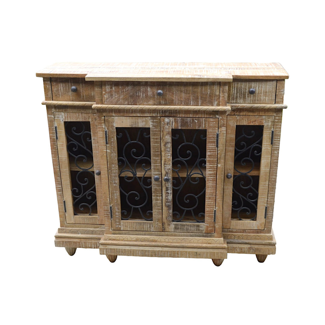 Indian Mango Wood & Iron Side-board Cabinet