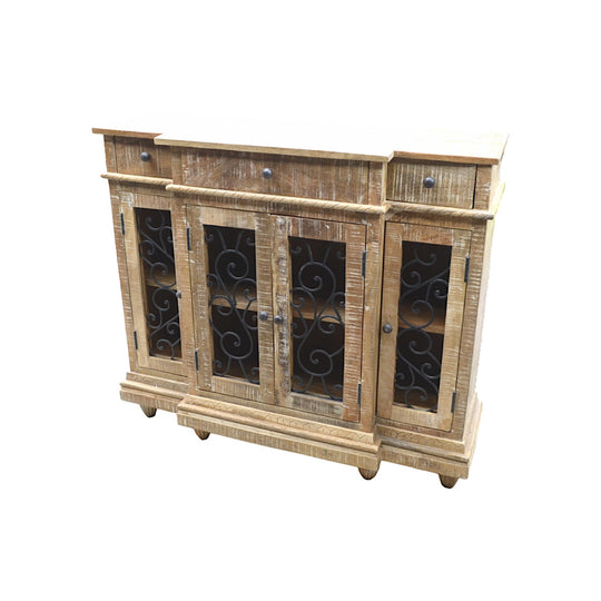 Indian Mango Wood & Iron Side-board Cabinet