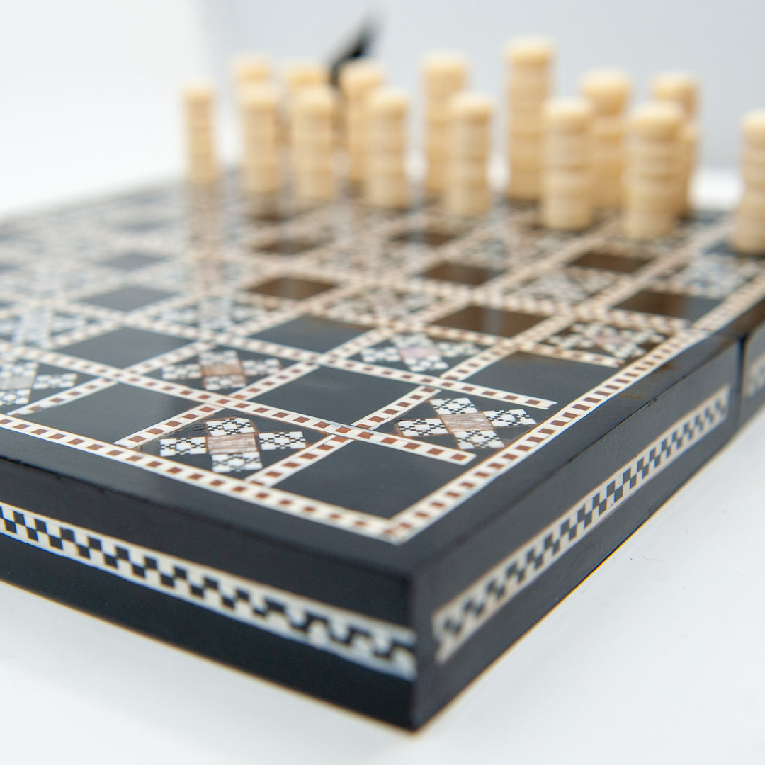 Egyptian Rosewood Folding Chess/Checker Board