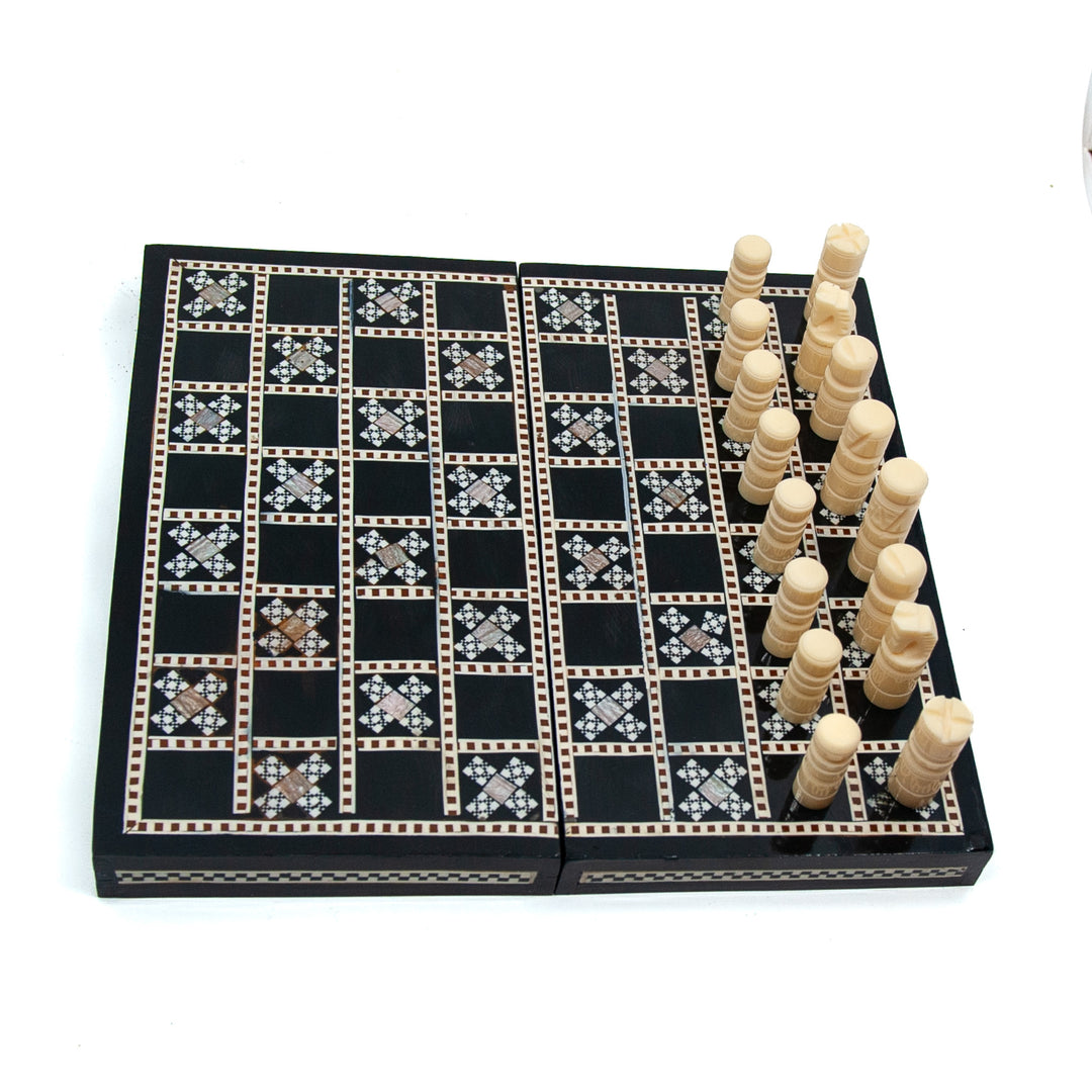 Egyptian Rosewood Folding Chess/Checker Board