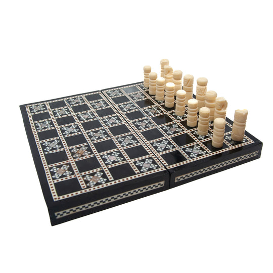 Egyptian Rosewood Folding Chess/Checker Board