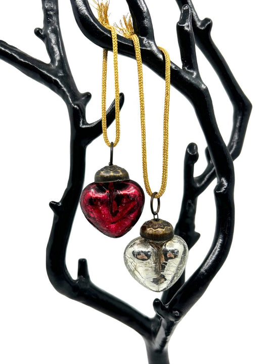 Mercury Glass Heart Ornament (Small)