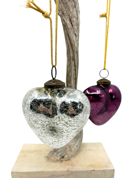 Mercury Glass Heart Ornament (Large)