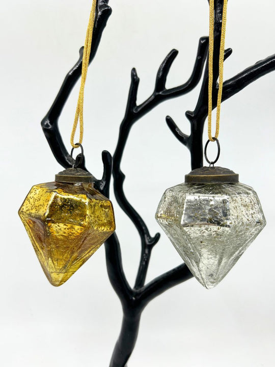 Mercury Glass Diamond Ornament