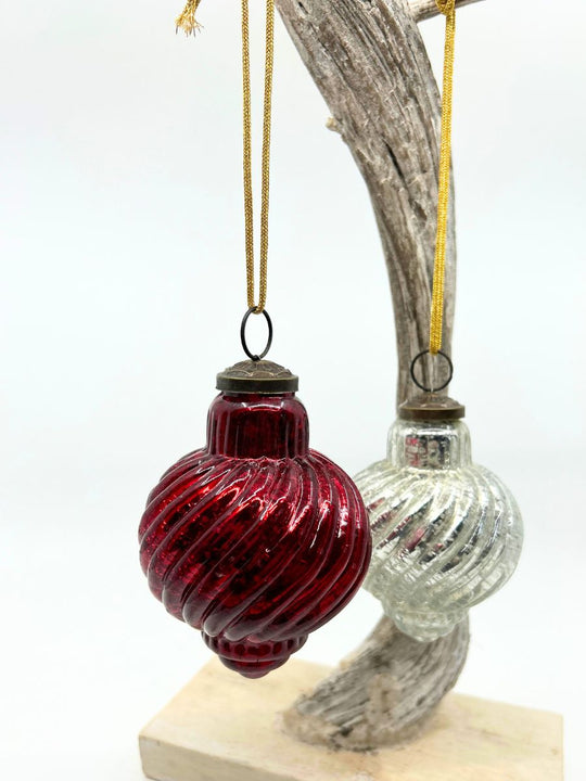 Mercury Glass Ribbed Spiral Ornament (Large)