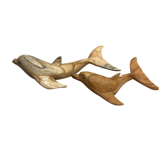 Hand Carved Suar Wood Dolphin