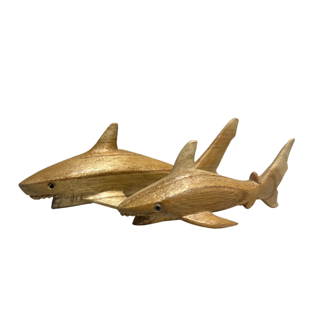 Hand Carved Suar Wood Shark