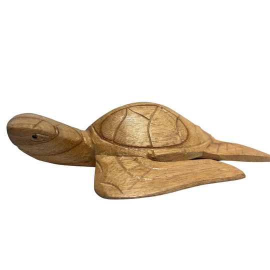 Hand Carved Suar Wood Turtle