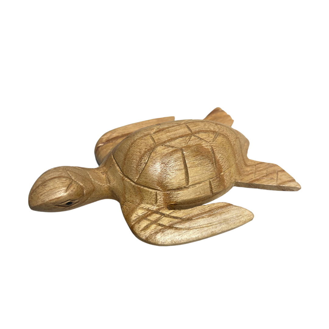 Hand Carved Suar Wood Turtle