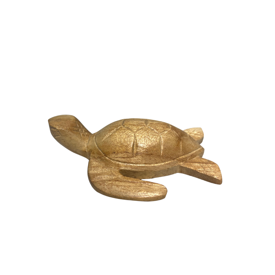 Hand Carved Suar Wood Turtle