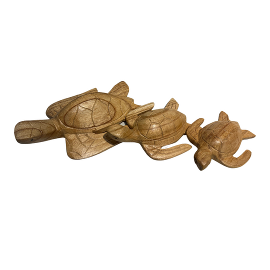 Hand Carved Suar Wood Turtle