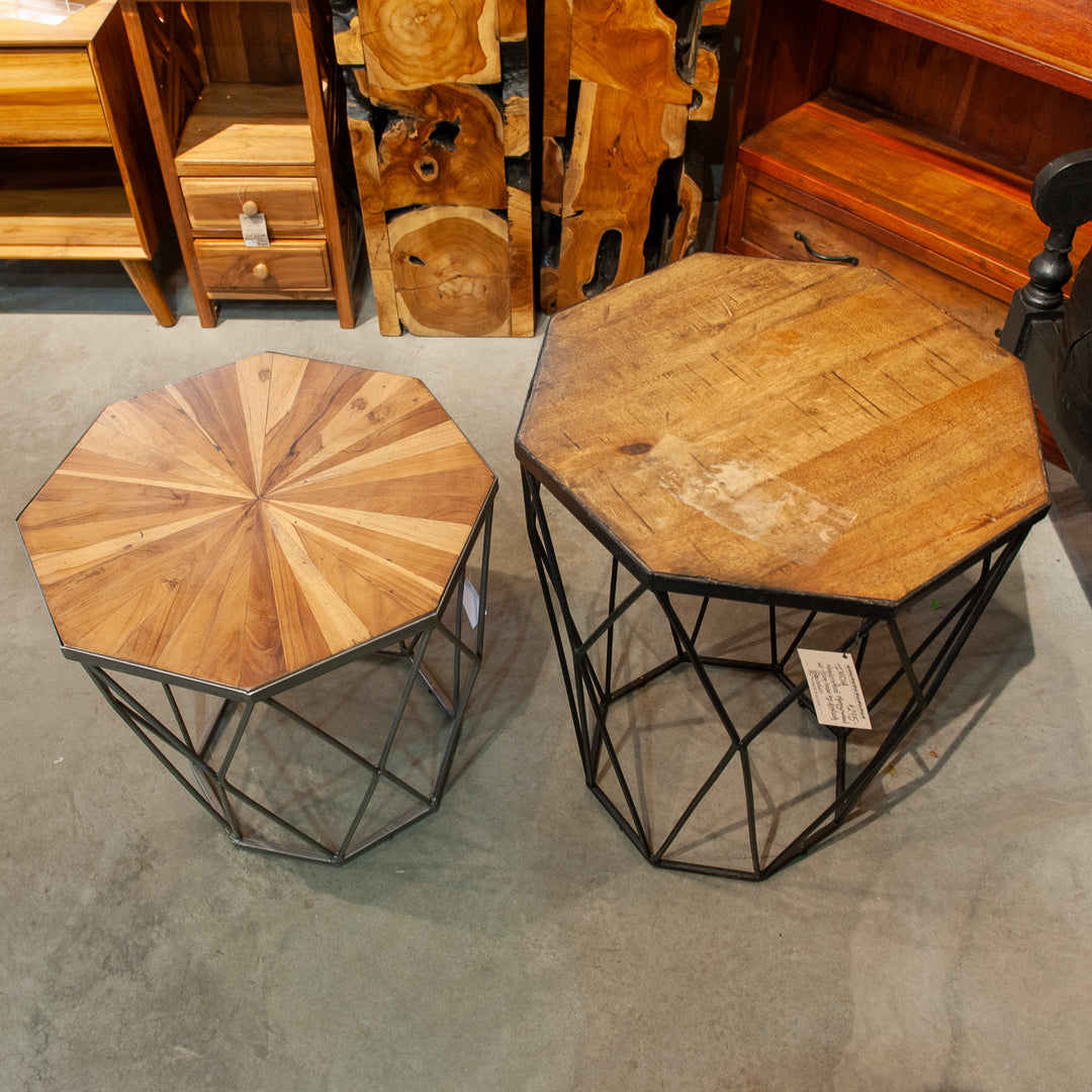 Indian Iron and Teak Accent Tables