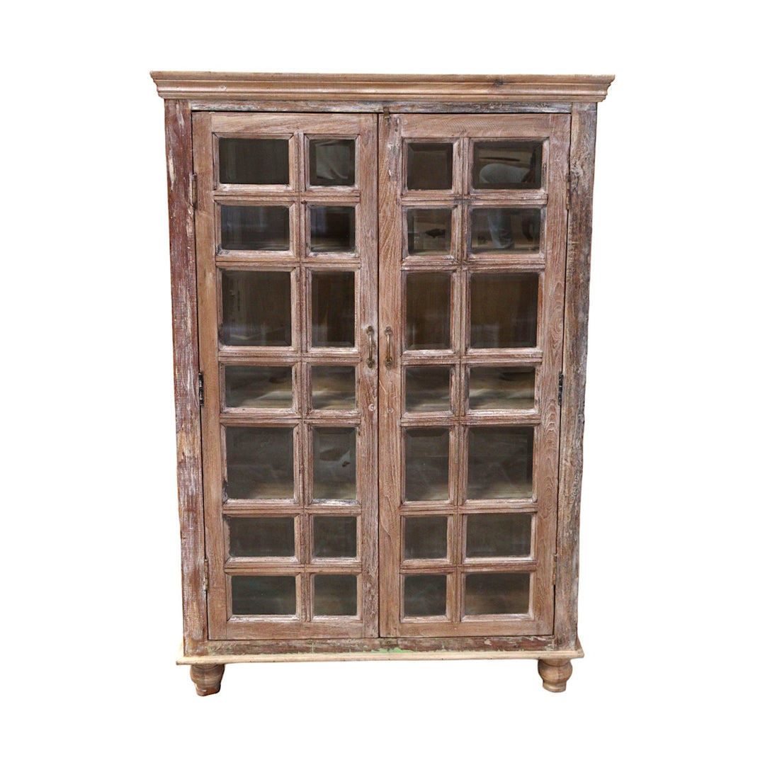 Indian Bevelled Glass Mango Wood Hutch