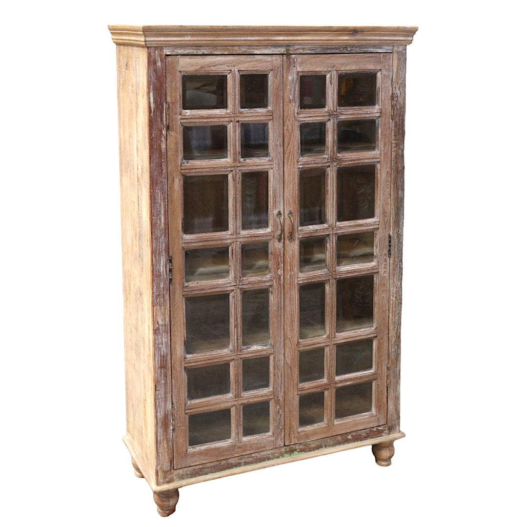 Indian Bevelled Glass Mango Wood Hutch