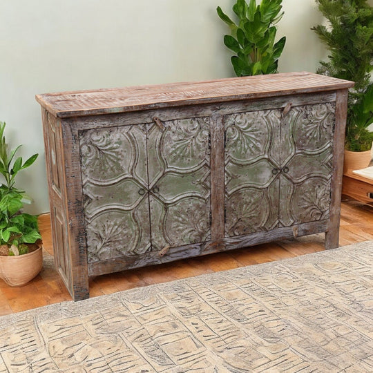 India Mango Wood Ceiling Tile Sideboard