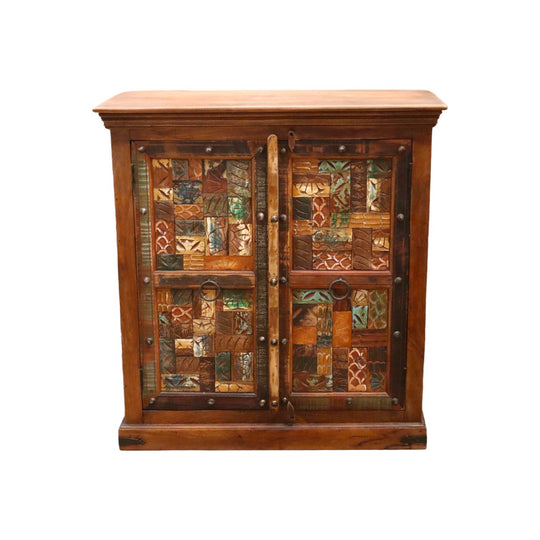 Indian Tall Reclaimed Block Print Cabinet